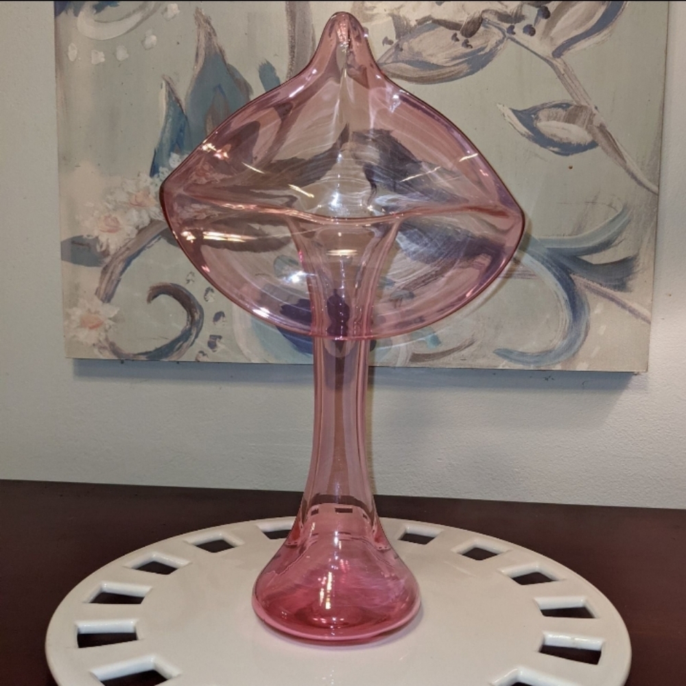 Vintage Jack in the Pulpit Cranberry Glass Tulip Vase